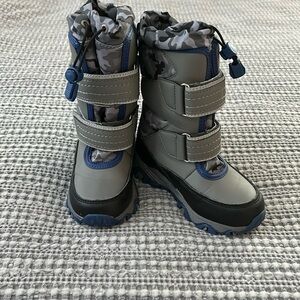 Kids Snow Flurry Insulated Winter Boots, Lands End Camo & Blue